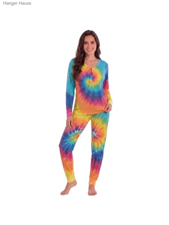 Other - Women's Thermal Tie Dye Pajama Set Henley Top & Jogger Pants